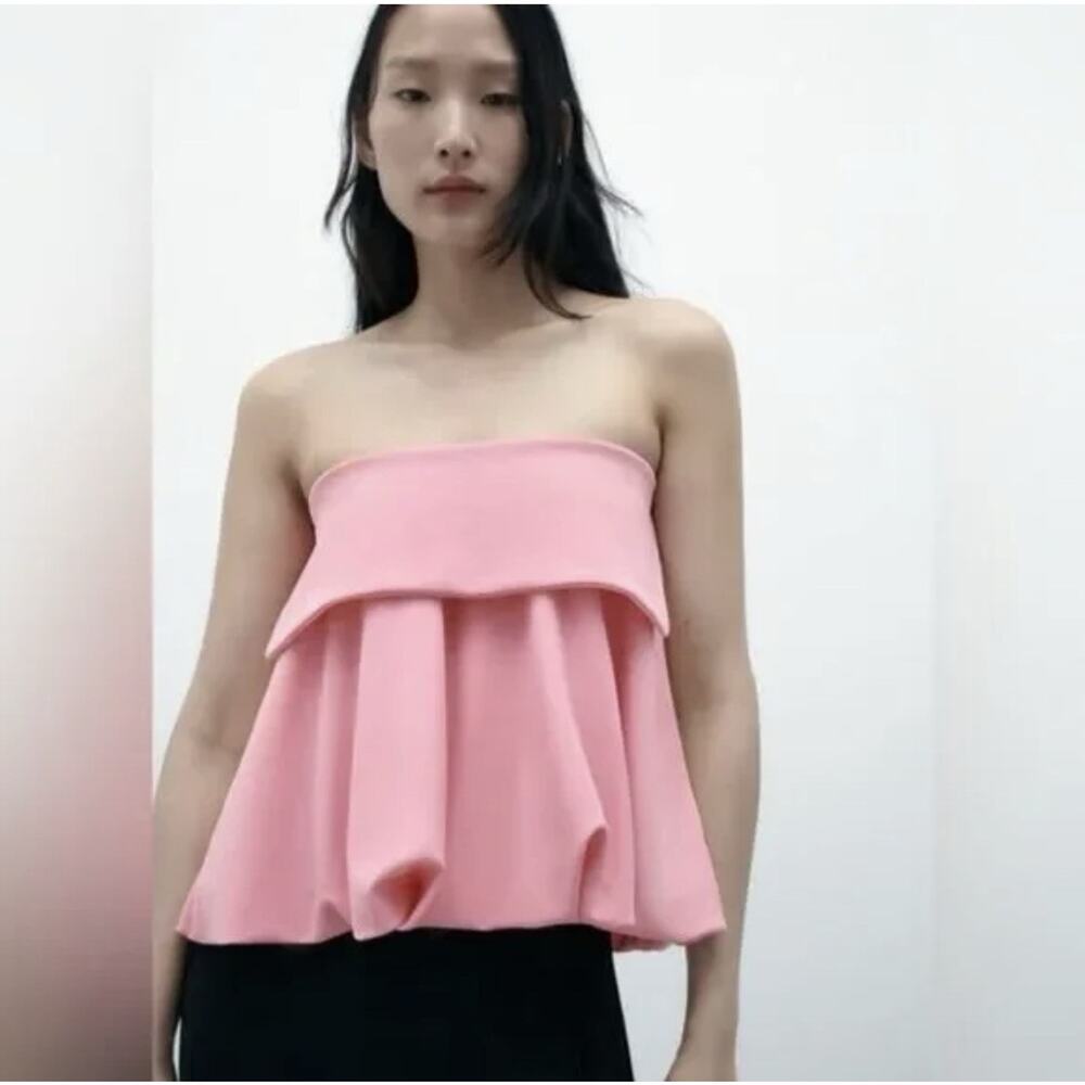 Zara Pink Sleeveless Bubble Top Small NWT